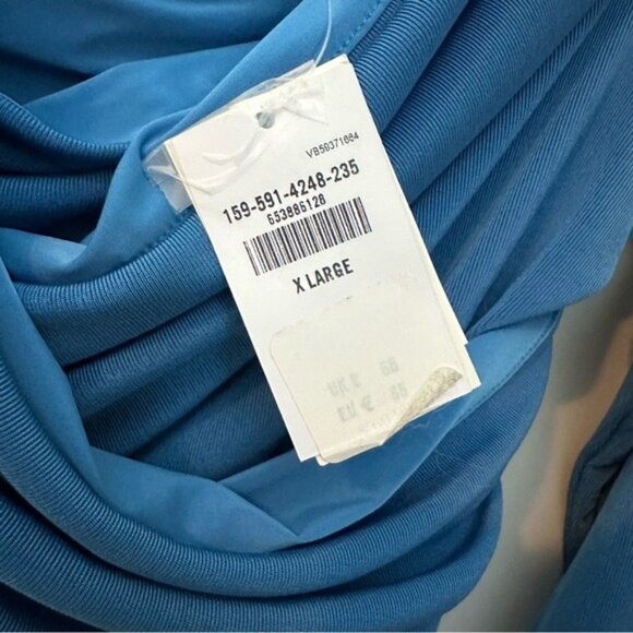 Abercrombie & Fitch Blue Off the Shoulder Ruched Bodycon Mini Dress NWT Sz XL - Picture 7 of 12